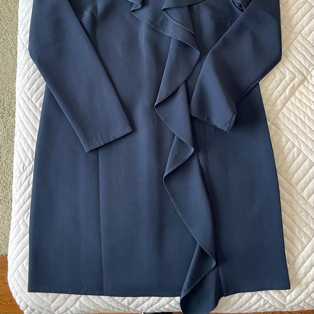 ASOS Long Sleeve Shift Dress With Ruffle Front - Picture 3 of 8